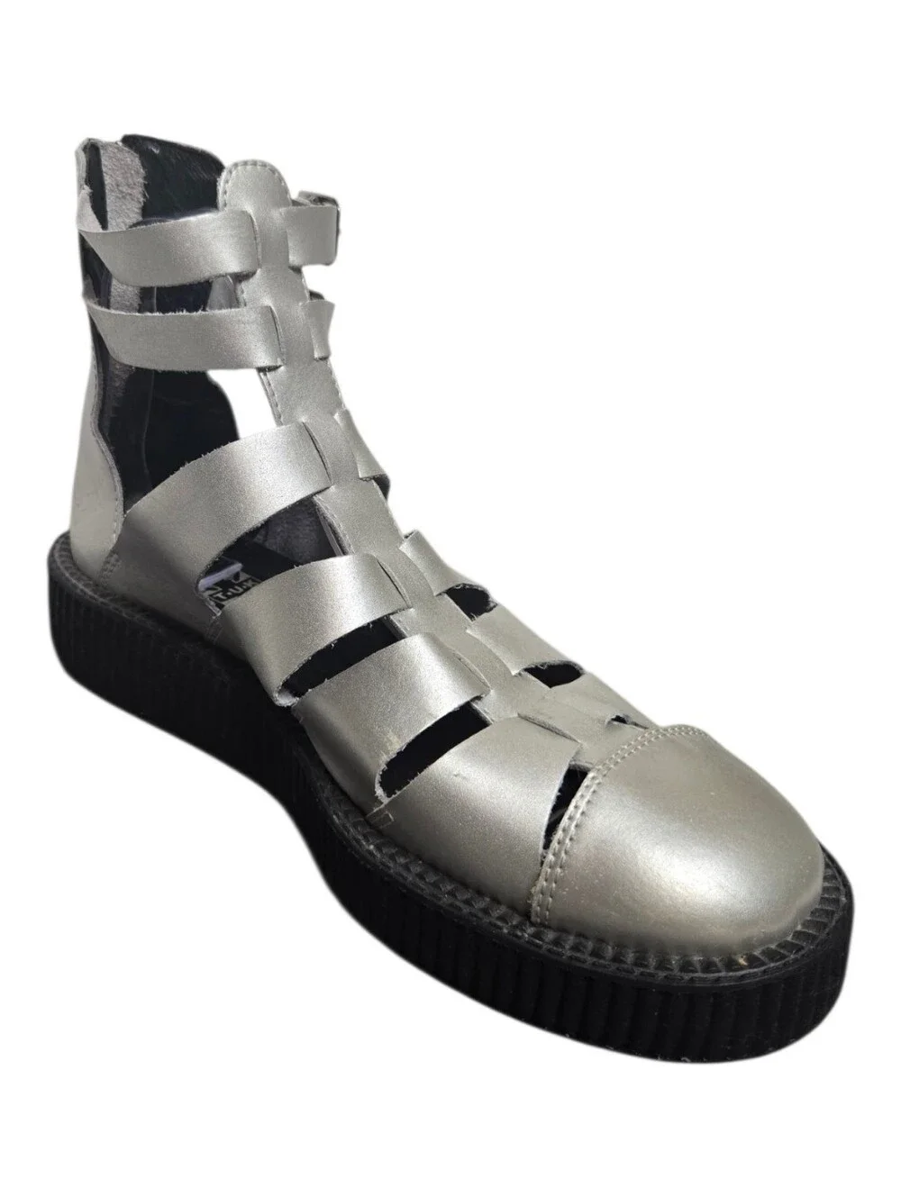 TUK silver gladiator leather creeper goth shoe sandals 10